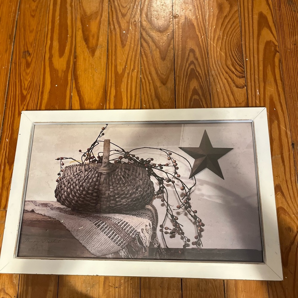 Framed Rustic Basket Wall Art - Neutral Tones
